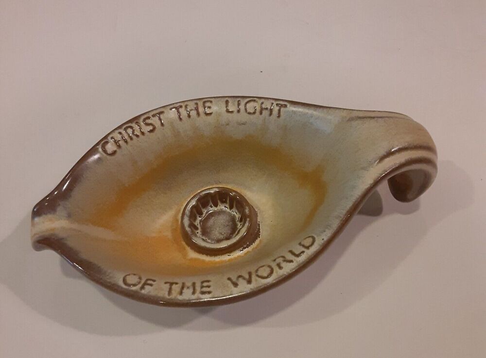 Frankoma Pottery Tulsa1971 Christ is the Light of the World Candlestick Holder